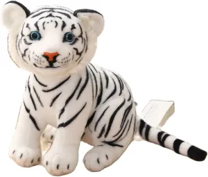 GUDVES Tigers Plush Toy Stuffed Animal Plush Cat - by Tiger Tale Toys Cute Lifelike Tiger Stuffed Animals Animals Kids Toy Gift for Boy Baby Hug Tiger - Lifelike Stuffed Animal (9.8 in, White Tiger)