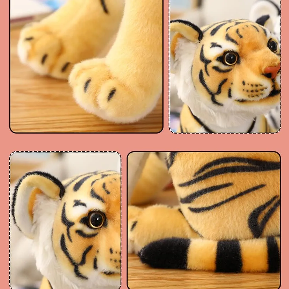 GUDVES Tigers Plush Toy Stuffed Animal Plush Cat - by Tiger Tale Toys Cute Lifelike Tiger Stuffed Animals Animals Kids Toy Gift for Boy Baby Hug Tiger - Lifelike Stuffed Animal (9.8 in, White Tiger)