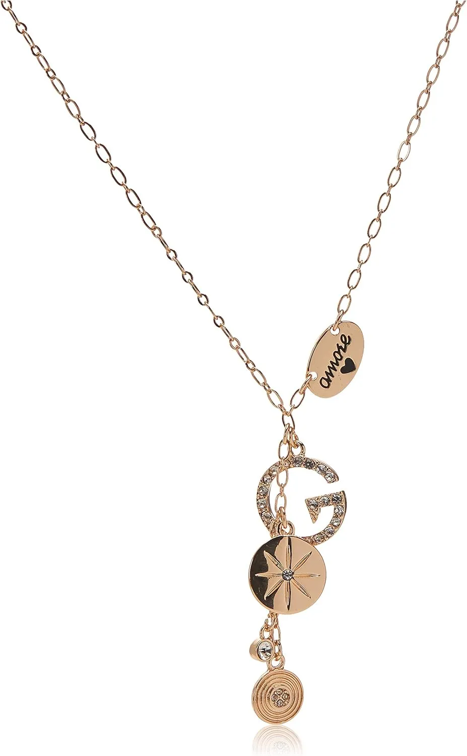 GUESS womens "Basic" Gold Pave G Linear Y-Shaped Necklace, 16"   2" Extender