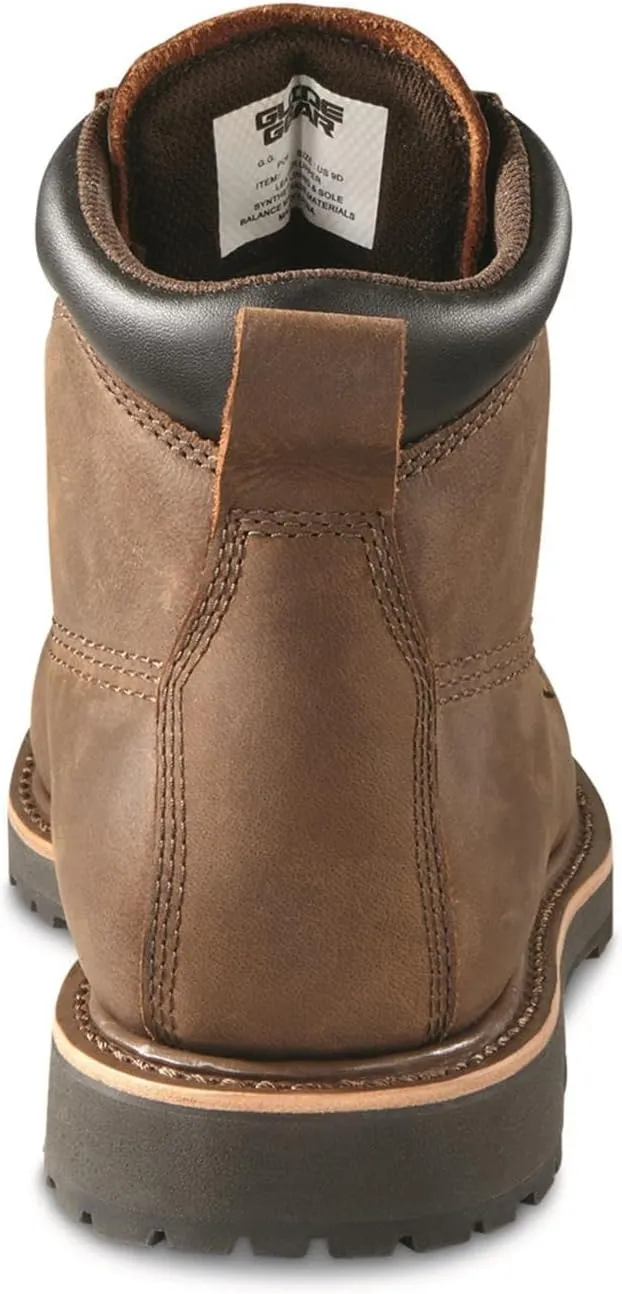 Guide Gear Rugged Timber Mens Chukka Boots Waterproof Leather Work Shoes, Moisture Wicking Insoles, Pull-On Ankle Boot