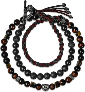 GUXI-Blazing Flame Tiger Eye Bracelet Men Handmade Multi-Layer Braided Bracelets High Purity Obsidian Protection Bracelets for Men Unique Gifts
