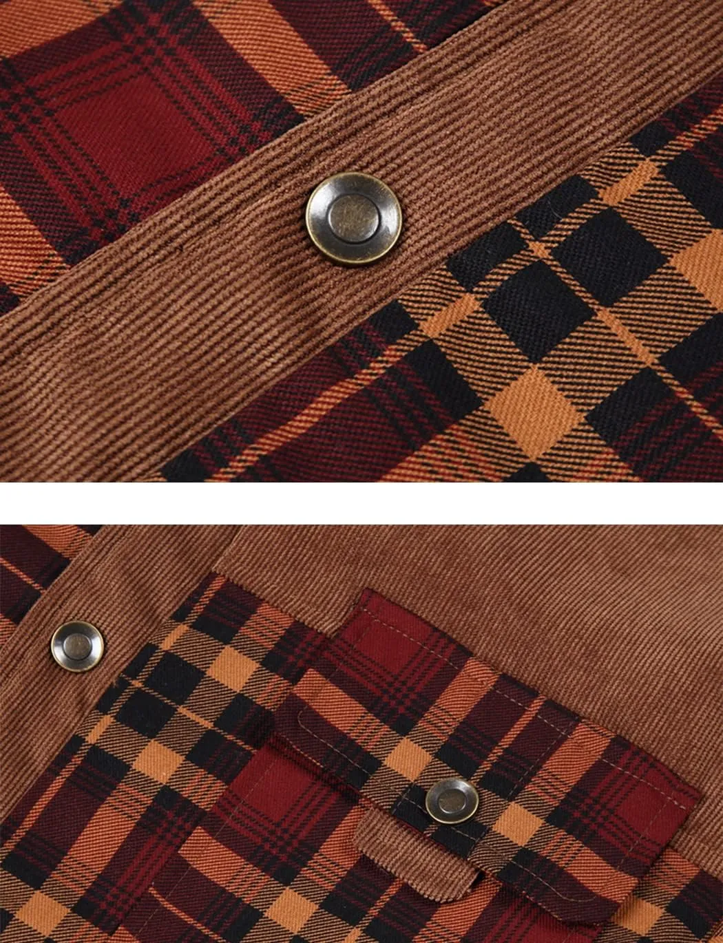 Haellun Men's Long Sleeve Sherpa Lined Shirt Jacket Flannel Plaid Fleece Coats