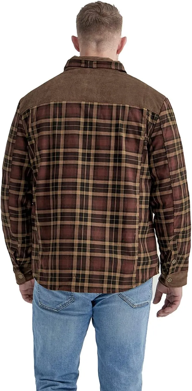 Haellun Men's Long Sleeve Sherpa Lined Shirt Jacket Flannel Plaid Fleece Coats