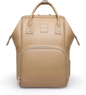 HaloVa Diaper Bag, Leather Backpack Eco-Friendly Leather Daddy Mommy Baby Bag with 24L Capacity & Multiple Pockets
