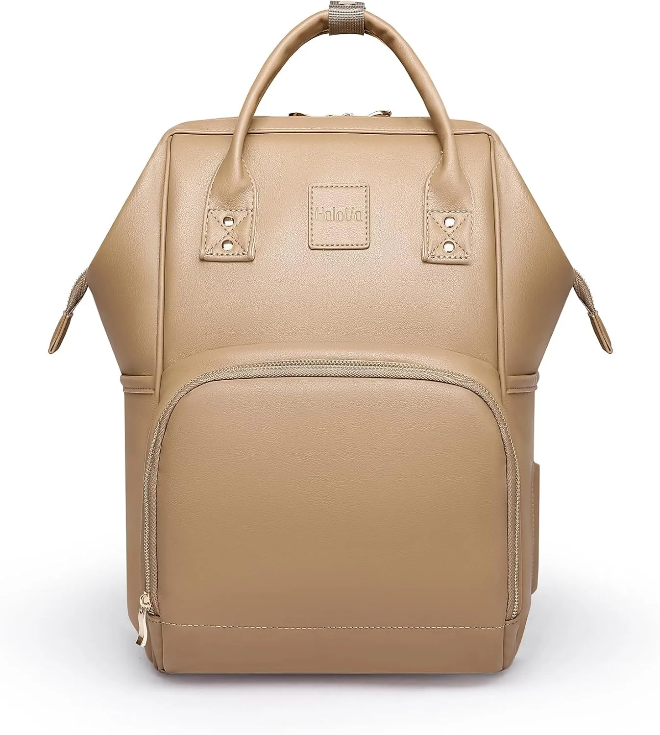 HaloVa Diaper Bag, Leather Backpack Eco-Friendly Leather Daddy Mommy Baby Bag with 24L Capacity & Multiple Pockets