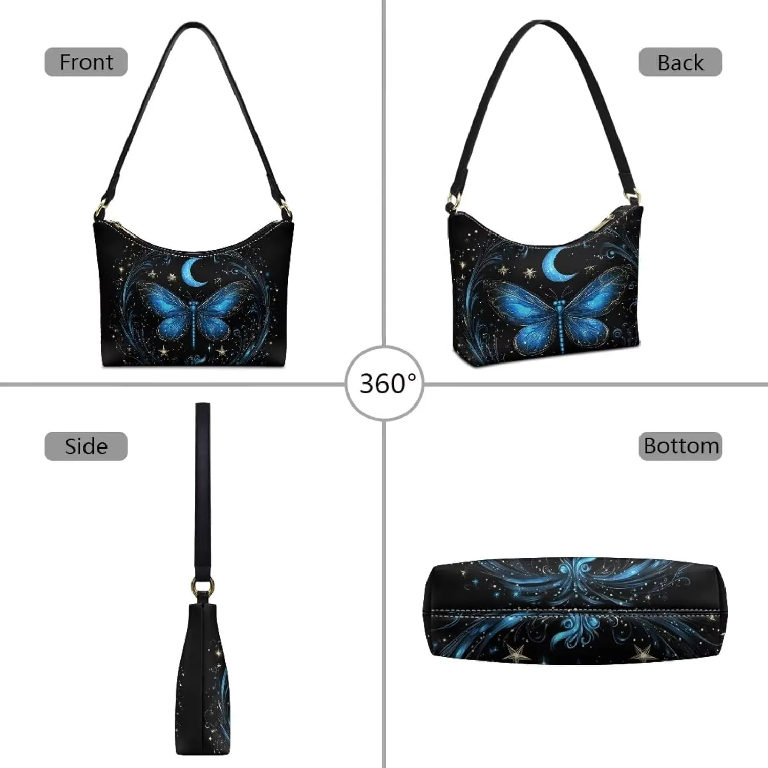 Handbag for Women Leather Underam Shoulder Bag with Zipper Fashion Work Purse Waterproof Travel Wallet