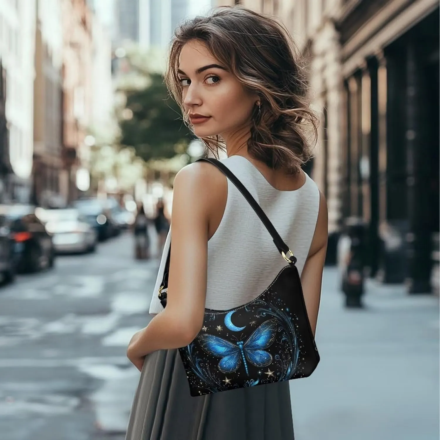 Handbag for Women Leather Underam Shoulder Bag with Zipper Fashion Work Purse Waterproof Travel Wallet