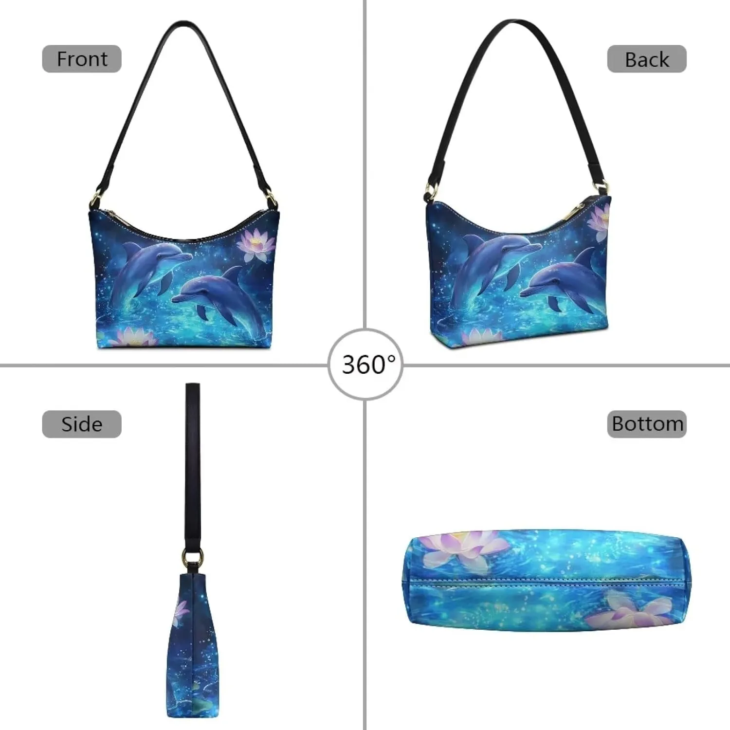 Handbag for Women Leather Underam Shoulder Bag with Zipper Fashion Work Purse Waterproof Travel Wallet