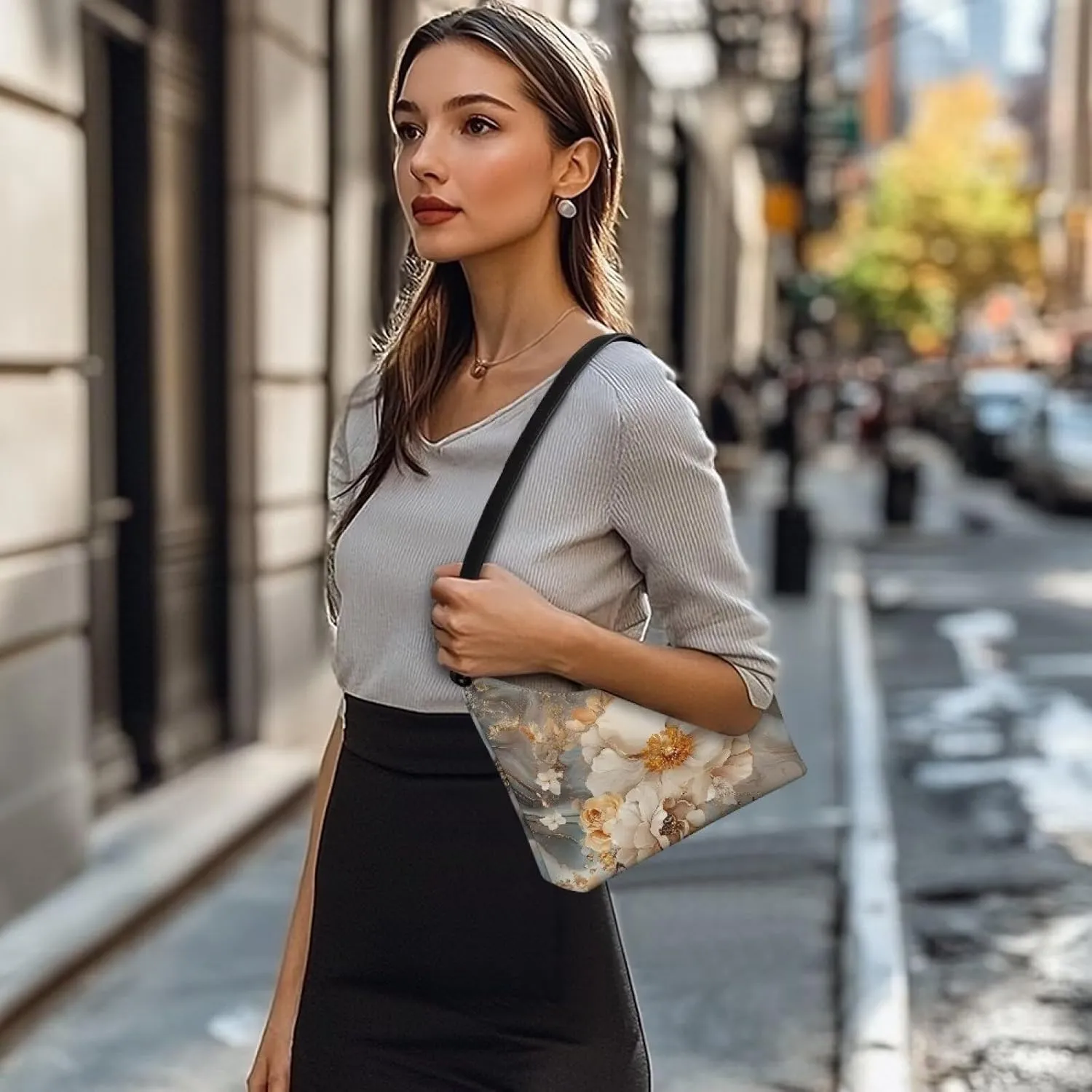 Handbag for Women Leather Underam Shoulder Bag with Zipper Fashion Work Purse Waterproof Travel Wallet