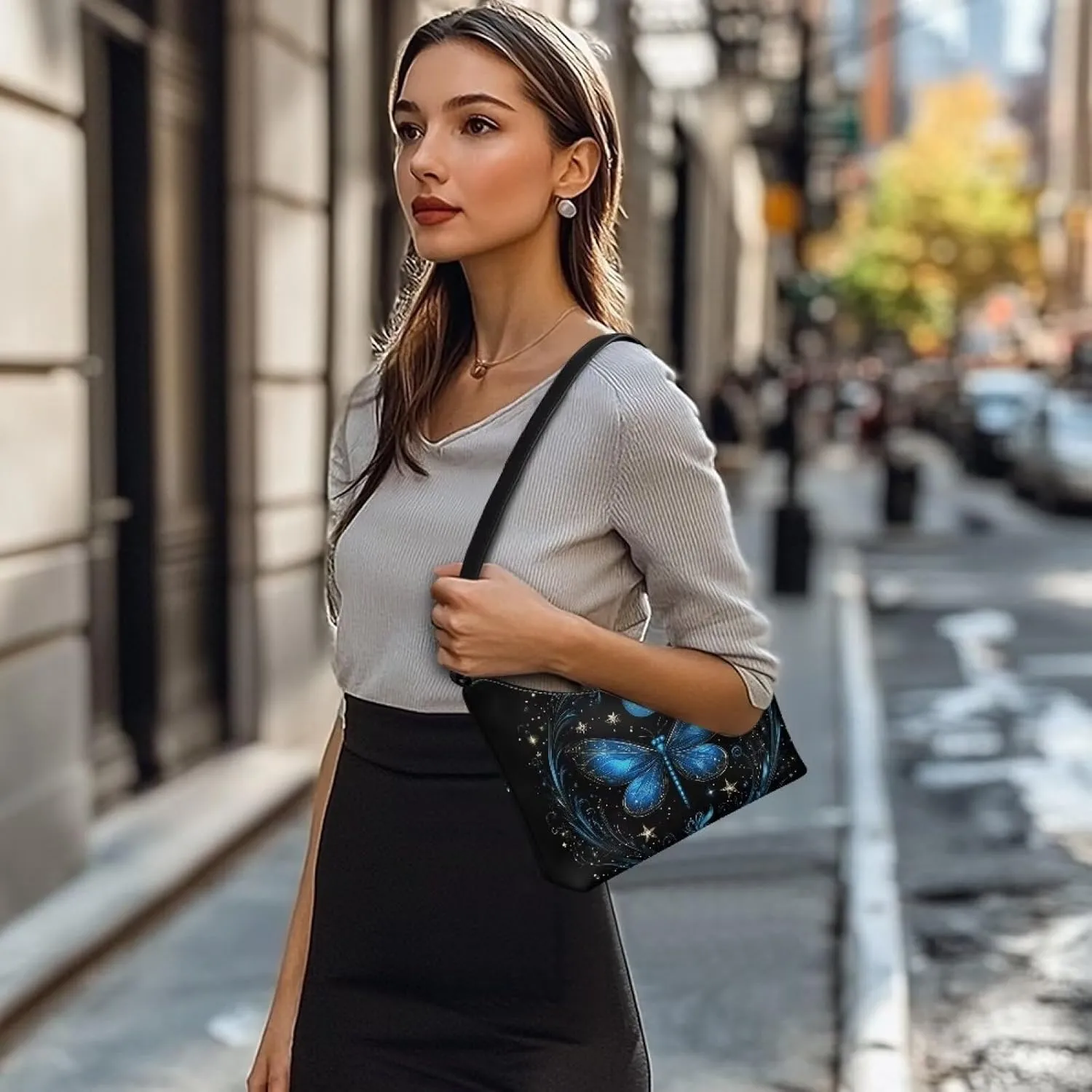 Handbag for Women Leather Underam Shoulder Bag with Zipper Fashion Work Purse Waterproof Travel Wallet
