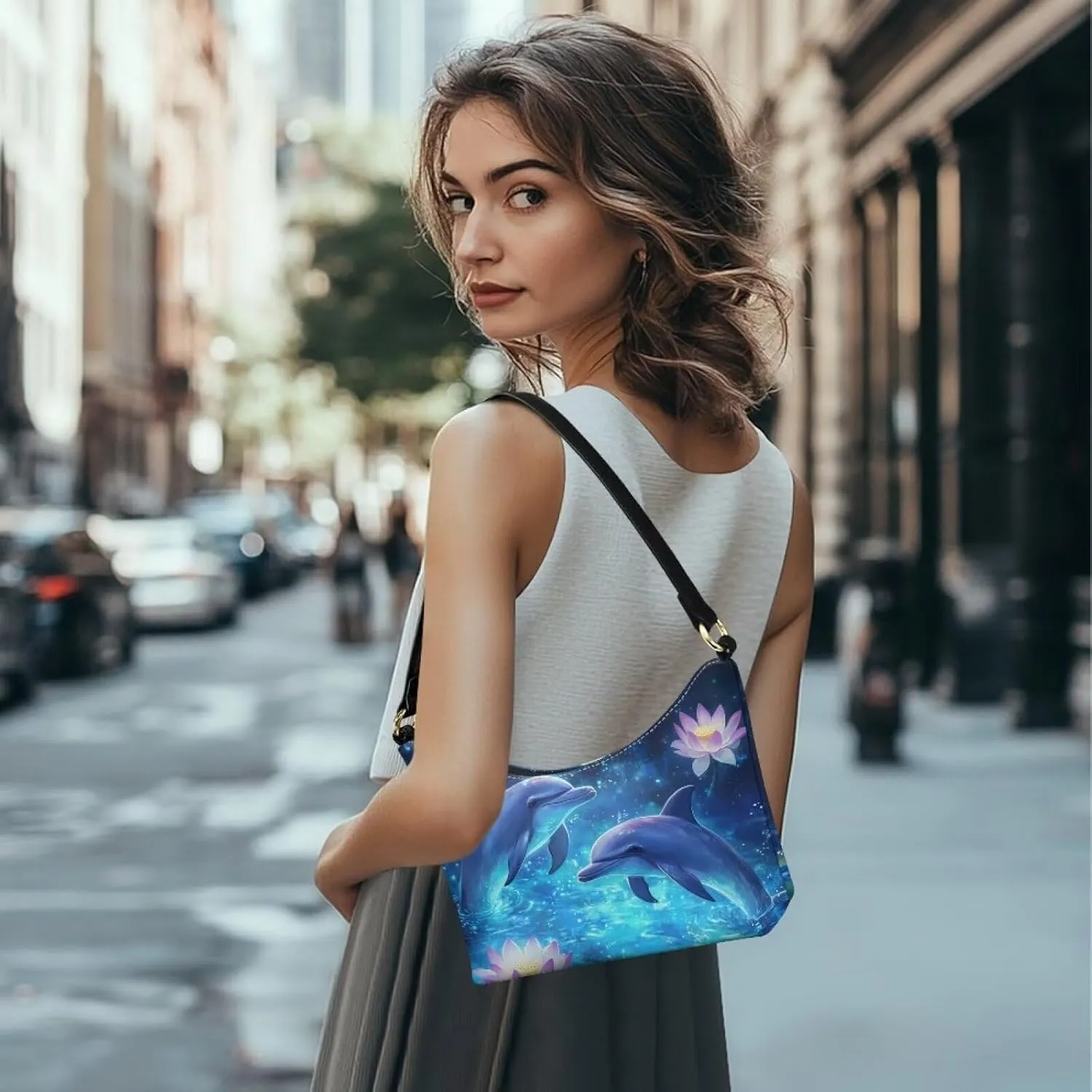Handbag for Women Leather Underam Shoulder Bag with Zipper Fashion Work Purse Waterproof Travel Wallet