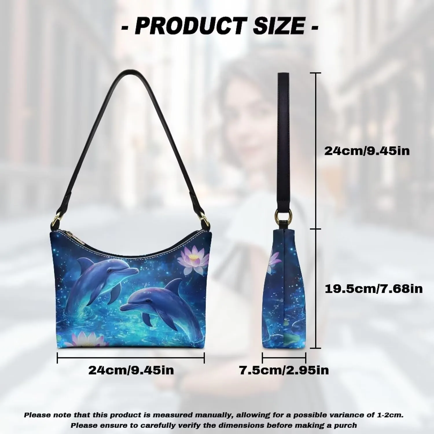 Handbag for Women Leather Underam Shoulder Bag with Zipper Fashion Work Purse Waterproof Travel Wallet