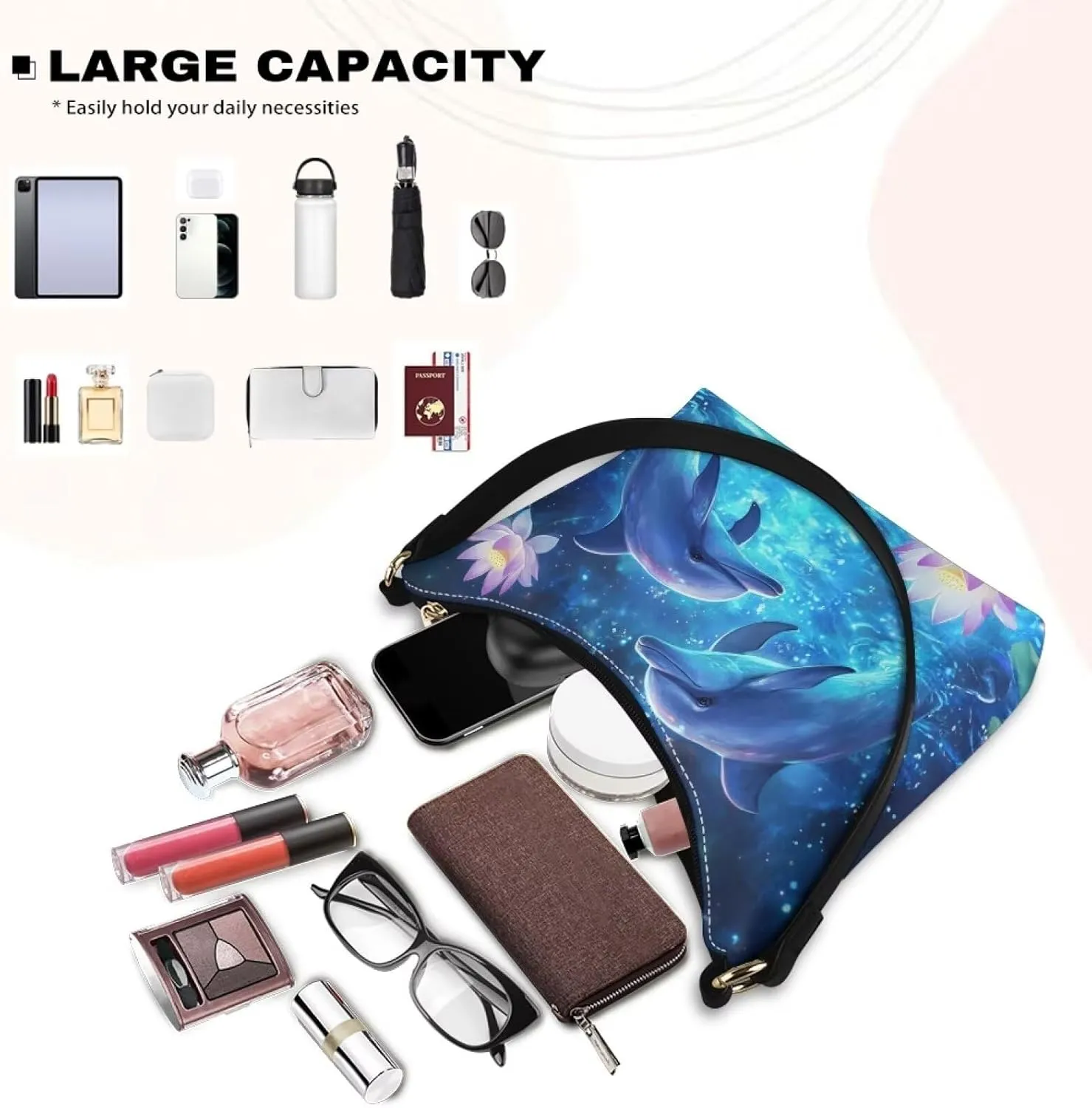 Handbag for Women Leather Underam Shoulder Bag with Zipper Fashion Work Purse Waterproof Travel Wallet