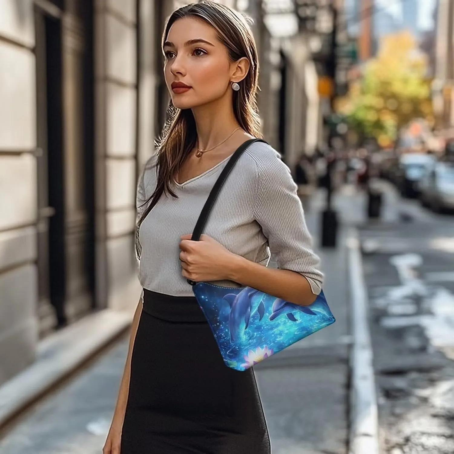 Handbag for Women Leather Underam Shoulder Bag with Zipper Fashion Work Purse Waterproof Travel Wallet