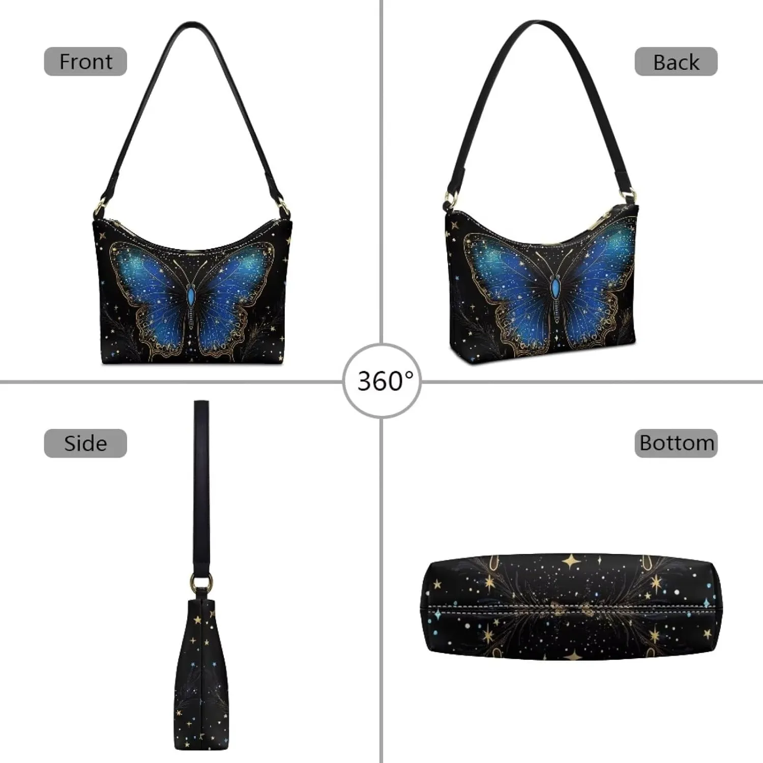 Handbag for Women Leather Underam Shoulder Bag with Zipper Fashion Work Purse Waterproof Travel Wallet