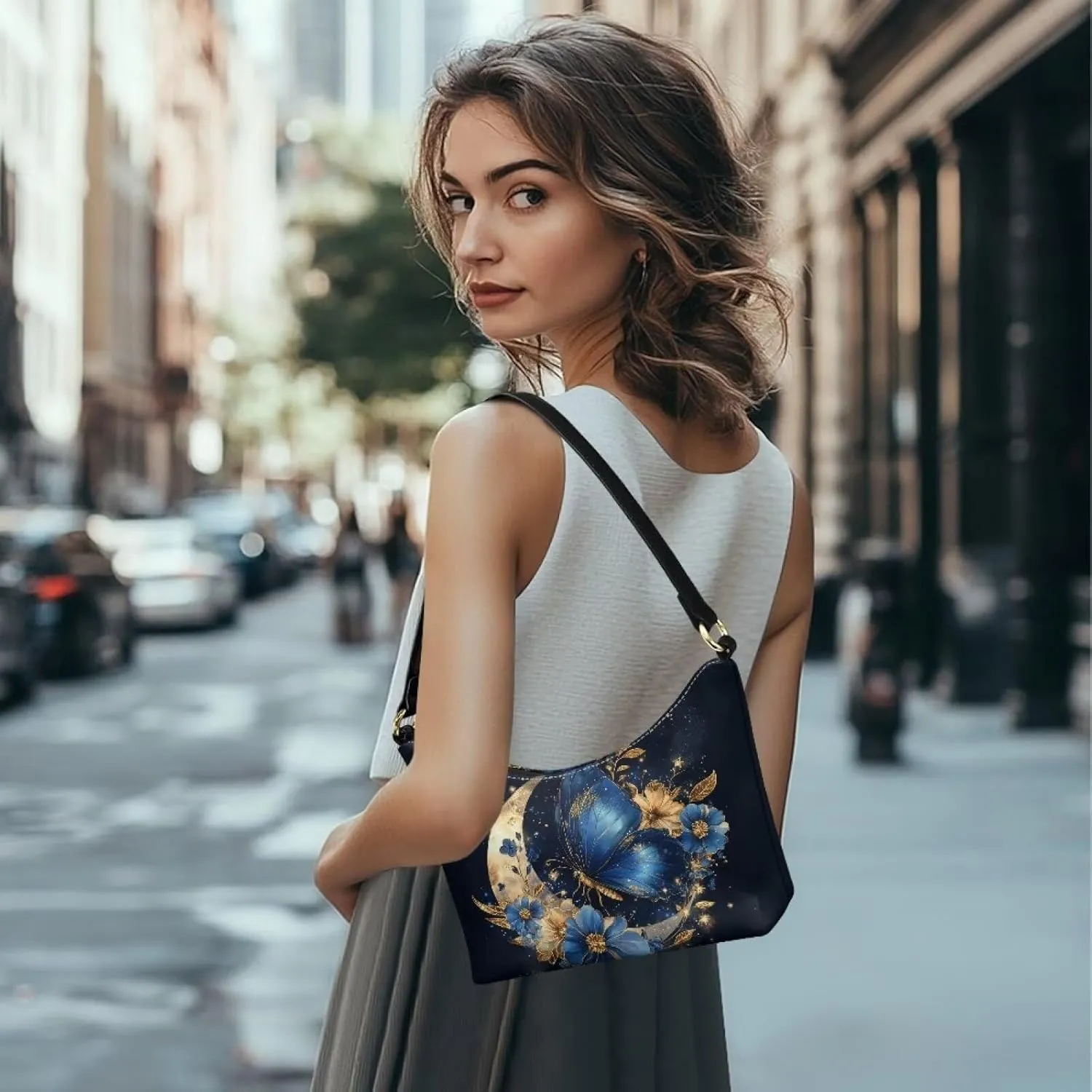 Handbag for Women Leather Underam Shoulder Bag with Zipper Fashion Work Purse Waterproof Travel Wallet