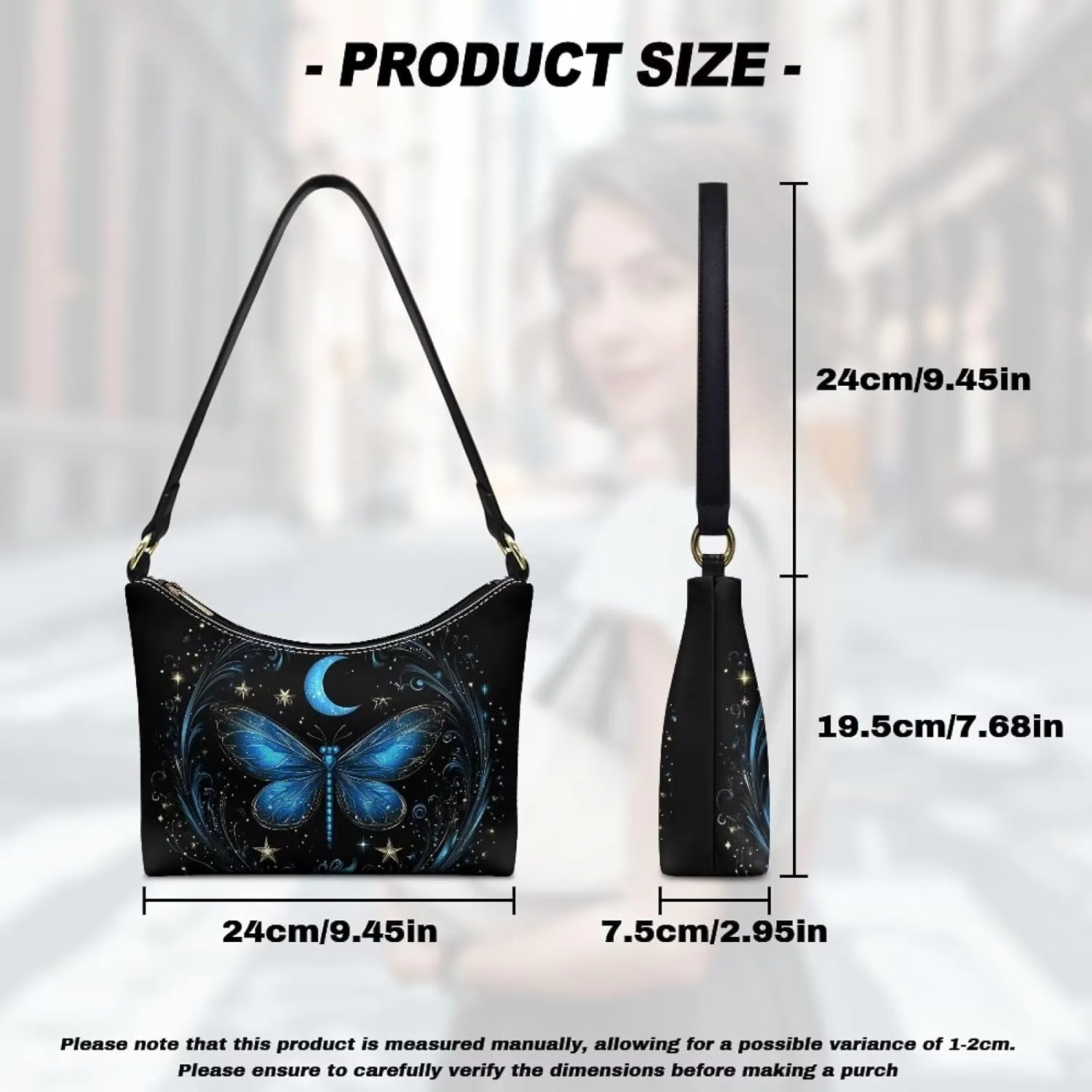 Handbag for Women Leather Underam Shoulder Bag with Zipper Fashion Work Purse Waterproof Travel Wallet