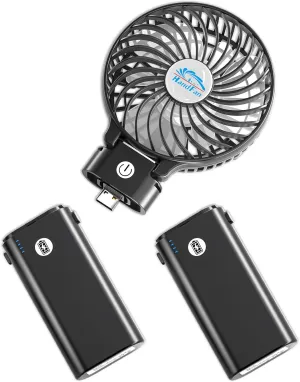 HandFan 10400mAh Handheld Fan With Double Portable Charger, Rechargeable Personal Hand Fans, Foldable Mini Electric Fans, Battery Operated Cooling Fan for Travel Beach Outdoors Indoors(Clear Blade)