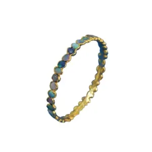 Handmade Natural Multi Fire Opal Gemstone Bangle Bracelet-Rough Opal Minimal Bracelet for Her- nfinity Bracelet-Women Statement Earrings-Wedding or Graduation Gift. GFS5362 (L, Gold-Plated)