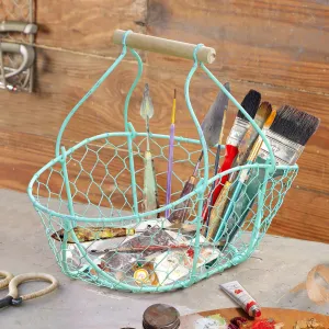 Handwoven Green Chickenwire Craft Trug