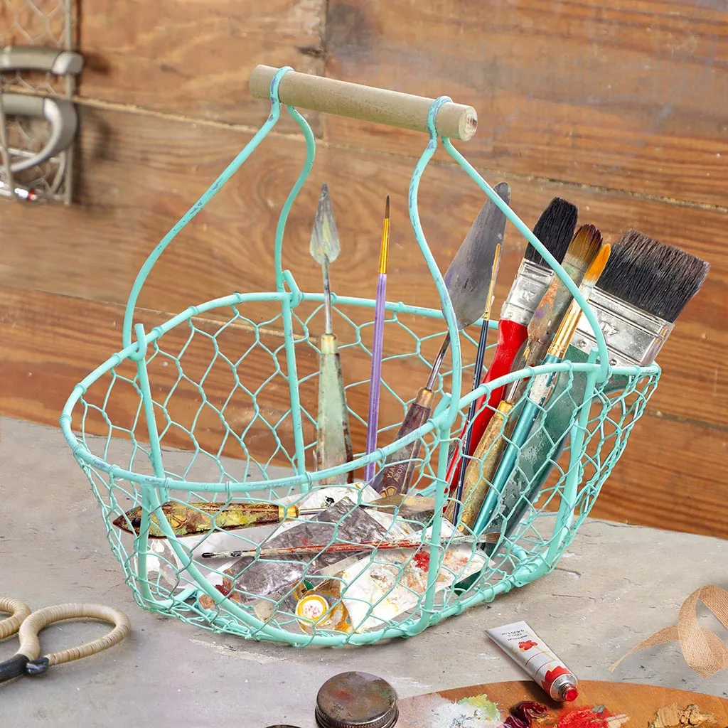 Handwoven Green Chickenwire Craft Trug