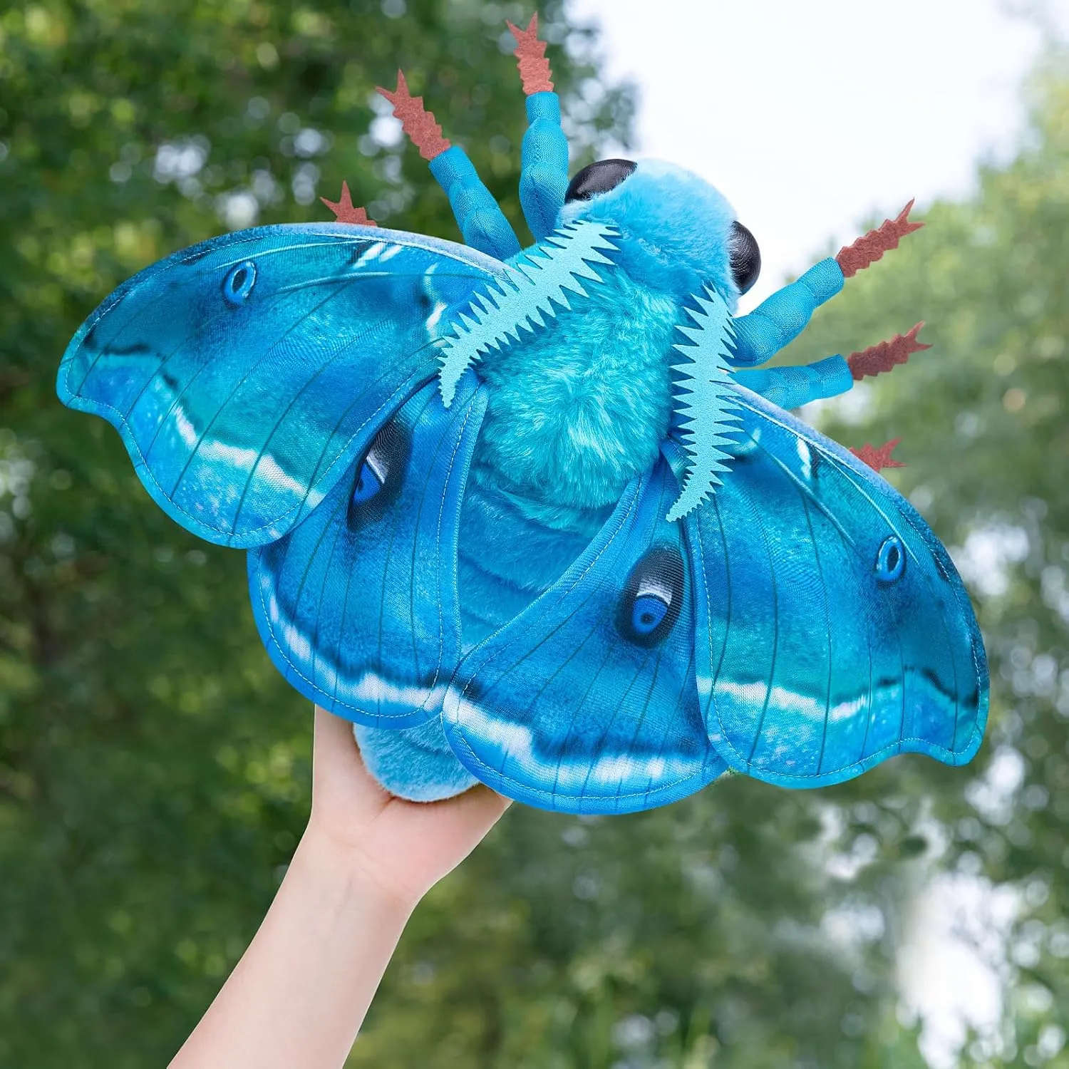 Head Hawkmoth Plush, Simulation Hawkmoth Stuffed Animals -26 inches, Moth Plushie Model Collction, for Moth Lovers, Kids,Blue,M
