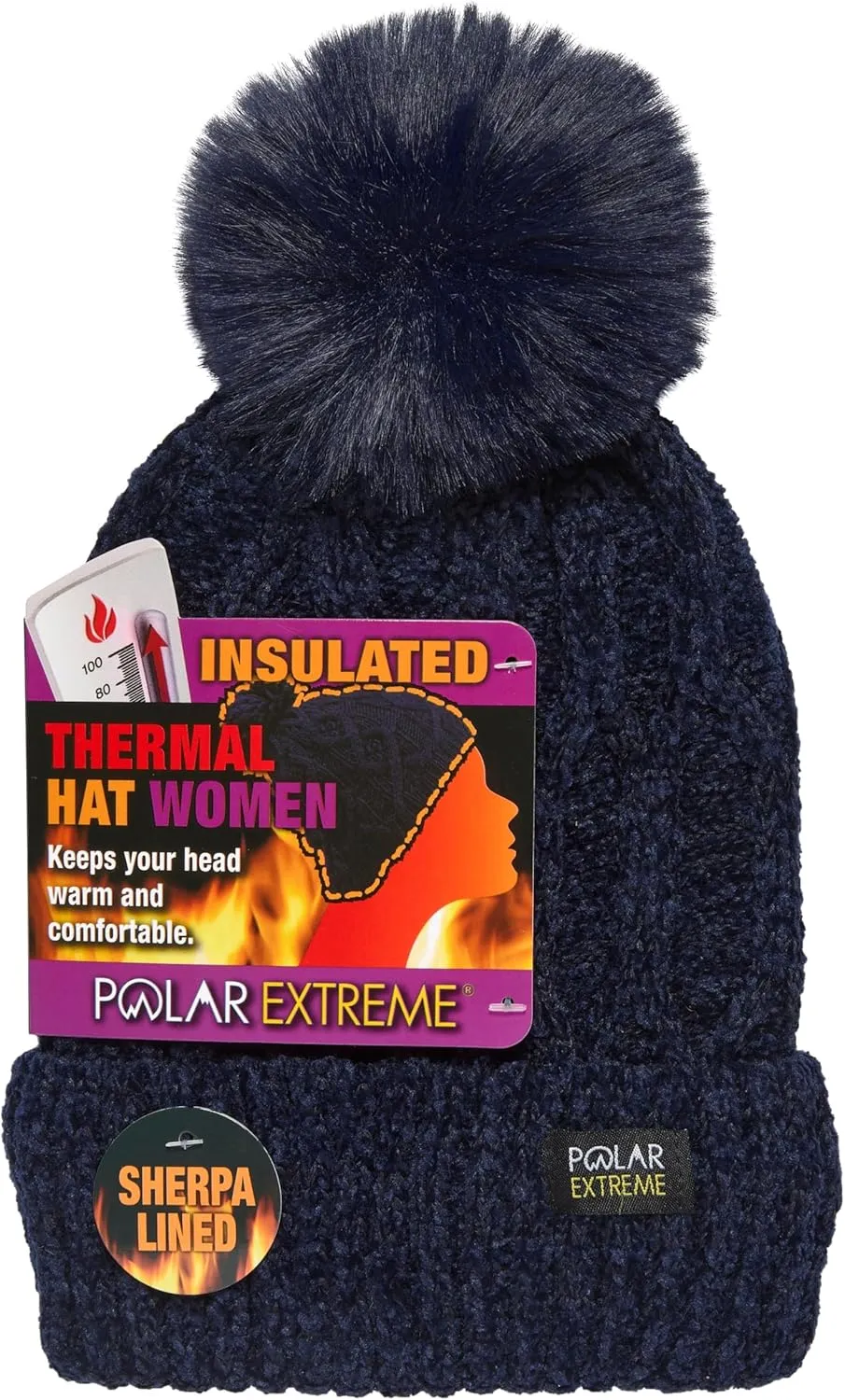 Heat Women's Sherpa-Lined Beanie and Skull Cap, Warm Winter Hat, One Size Fits Most