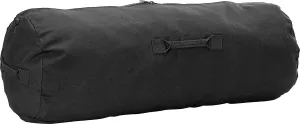 Heavy Duty Cotton Canvas SIDE ZIPPER Duffle Bag with Pin - Black, Jumbo - 42" x 16" x 16"
