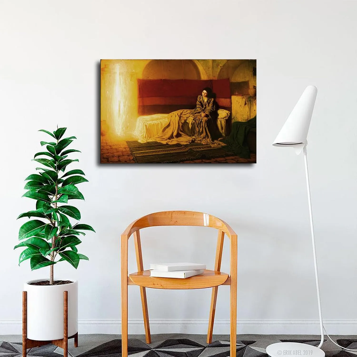 Henry Ossawa Tanner The Annunciation 1914 Poster Canvas Printing Wall Art Painting HD Artwork for Bedroom Home Decoration (08x12inch-Framed)