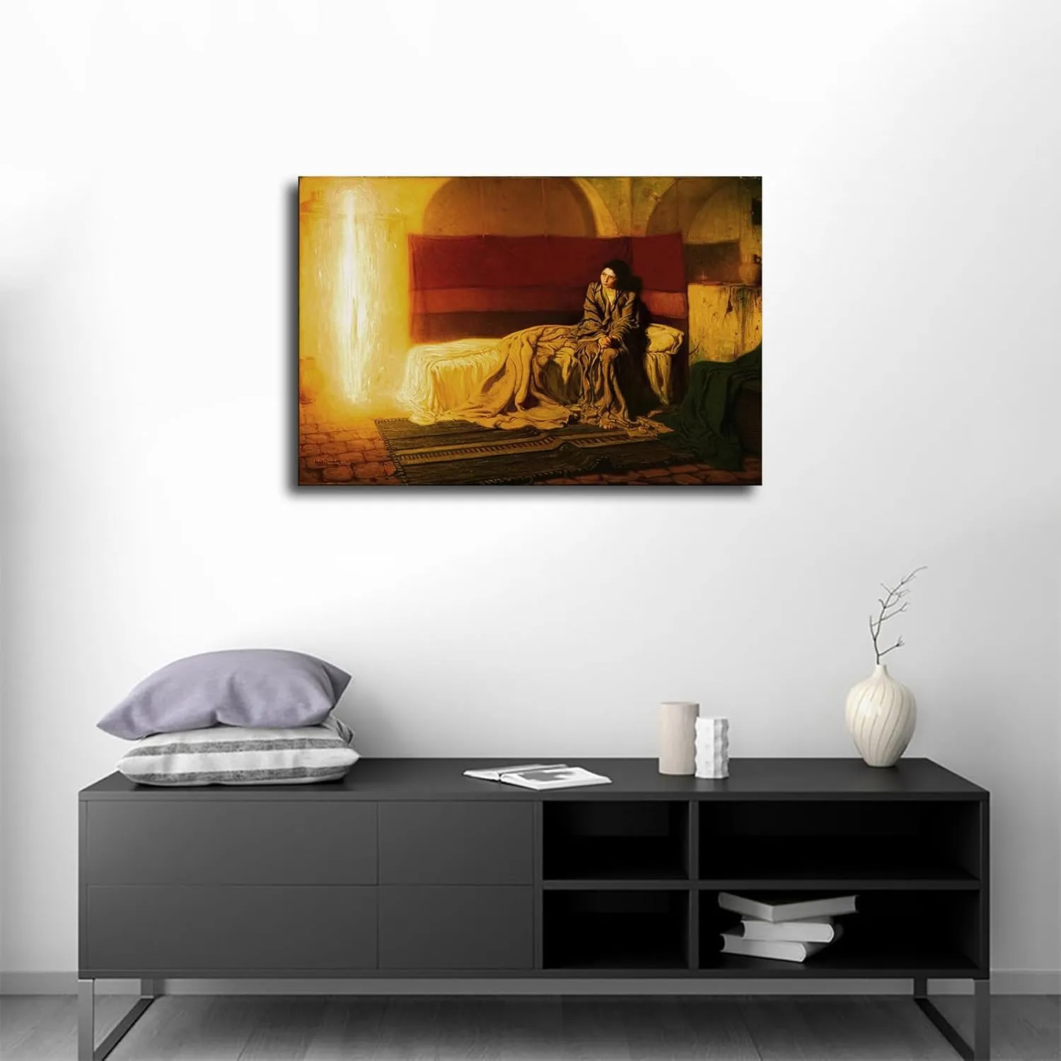 Henry Ossawa Tanner The Annunciation 1914 Poster Canvas Printing Wall Art Painting HD Artwork for Bedroom Home Decoration (08x12inch-Framed)