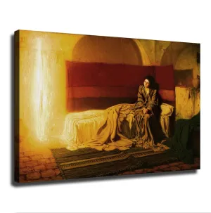 Henry Ossawa Tanner The Annunciation 1914 Poster Canvas Printing Wall Art Painting HD Artwork for Bedroom Home Decoration (08x12inch-Framed)