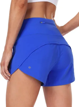 HeyNuts Focus Running Shorts for Women, High Waisted Athletic Shorts Lined Workout Shorts with Zipper Pocket 4"