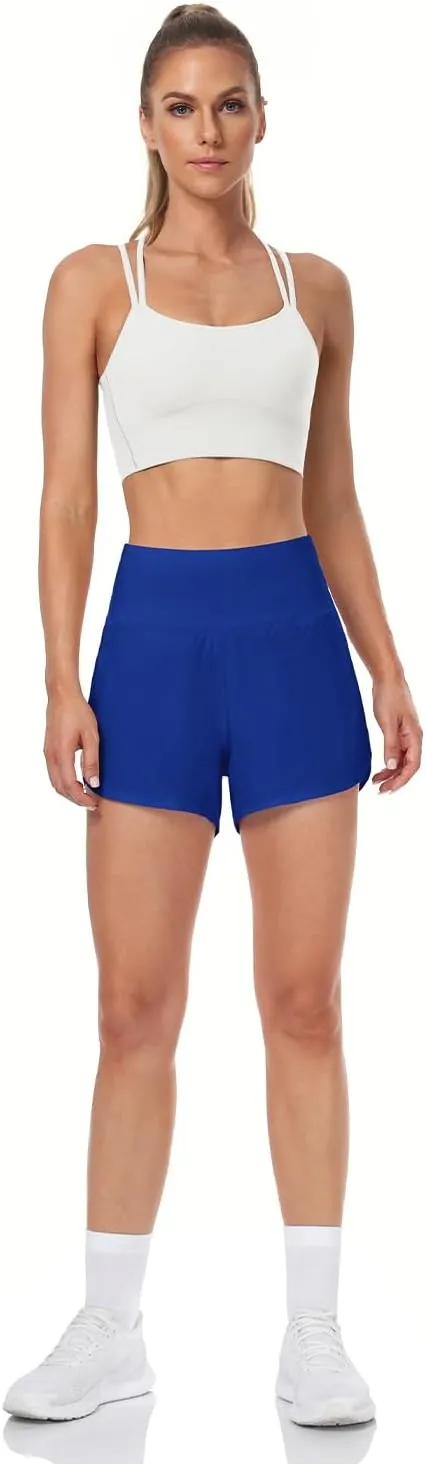 HeyNuts Focus Running Shorts for Women, High Waisted Athletic Shorts Lined Workout Shorts with Zipper Pocket 4"