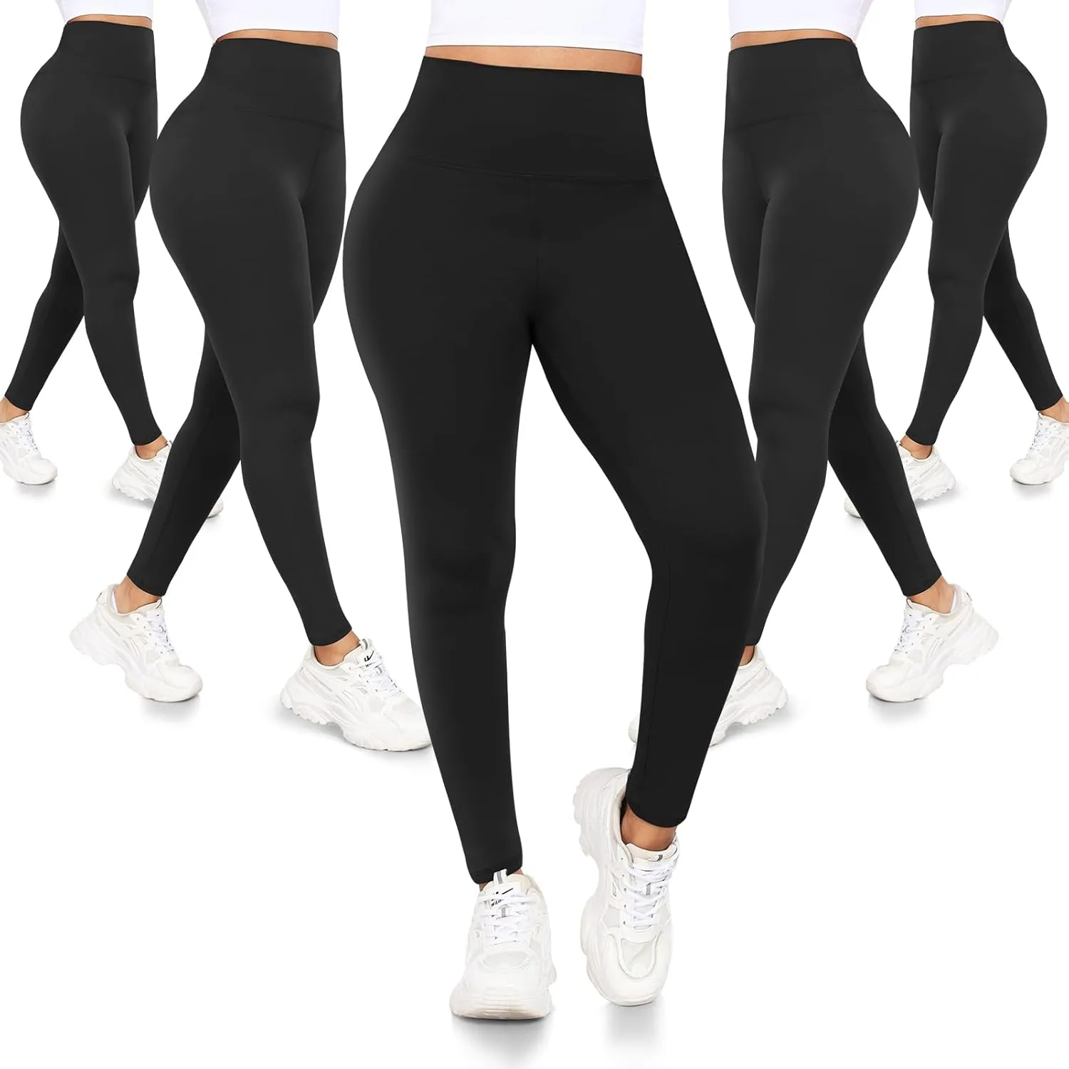 Hi Clasmix 5 Pack Super Soft Leggings for Women Pack-High Waisted Tummy Control Workout Yoga Running Gym Fitness Active Pants