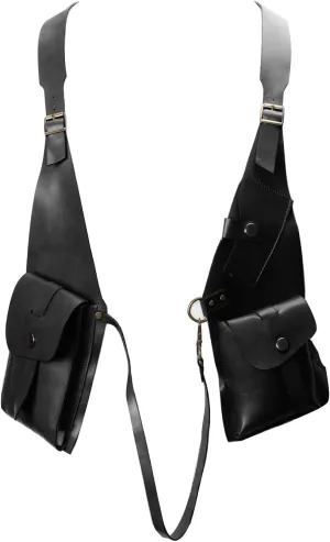 Hidden Underarm Adjustable PU Leather Shoulder Bag Outdoors Mobile Men's Retro Backpack with Underarm Crossbody Bag
