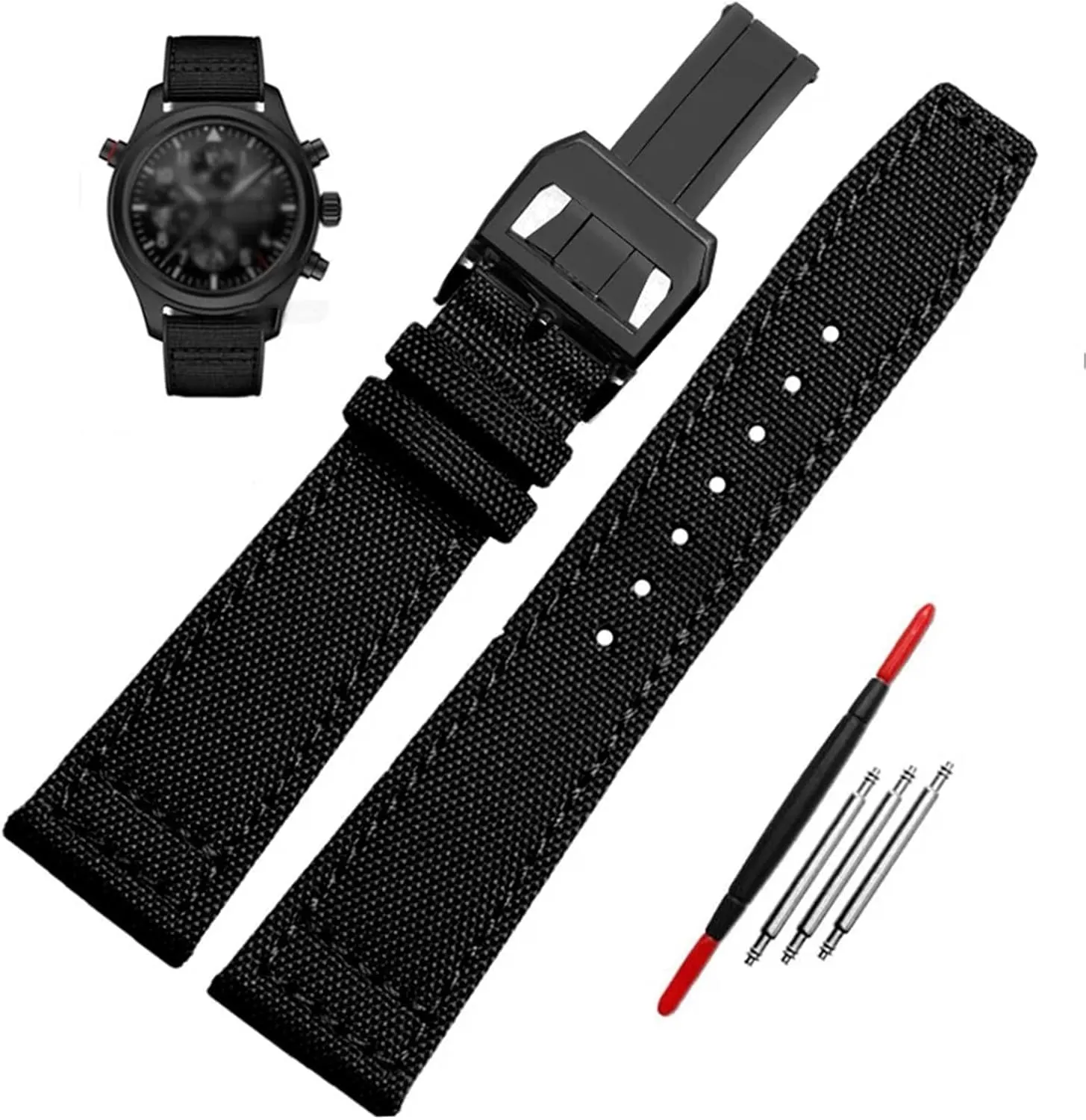 High Density Nylon Strap for IWC IW377724 IW371614 Watch Strap 20 mm 21 mm 22 mm Black Army Blue Canvas Wrist Belt