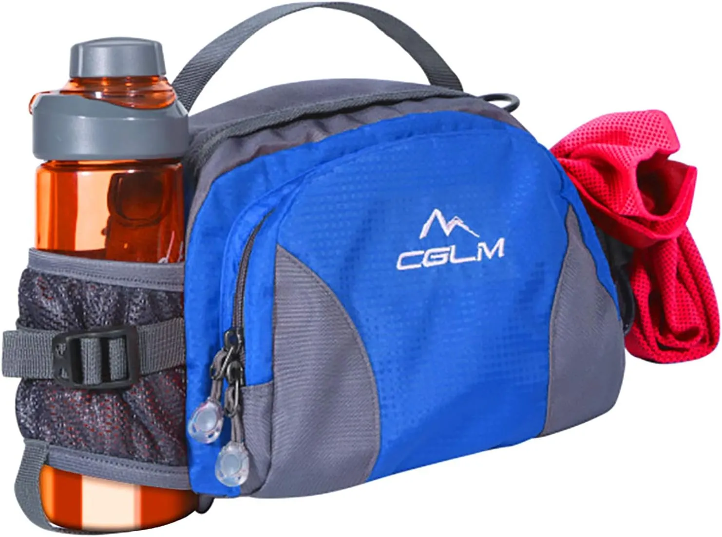 Hiking Fanny Pack with Water Bottle Holder for Men Women Waist Bag Running Waist Pack Running Belt Lumbar Pack Waterproof for Outdoor Travel Cycling Climbing Walking for iPhone Samsung Phones Blue