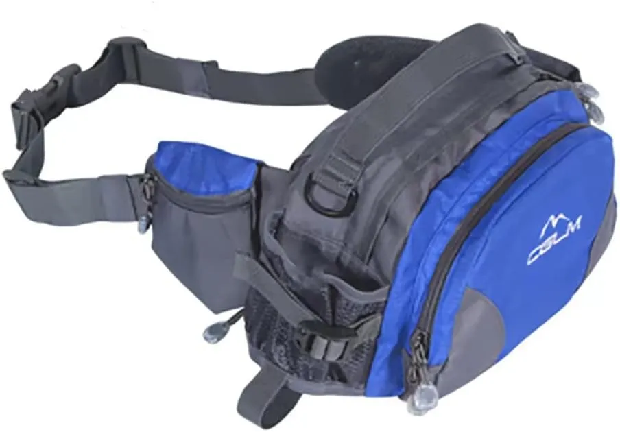 Hiking Fanny Pack with Water Bottle Holder for Men Women Waist Bag Running Waist Pack Running Belt Lumbar Pack Waterproof for Outdoor Travel Cycling Climbing Walking for iPhone Samsung Phones Blue