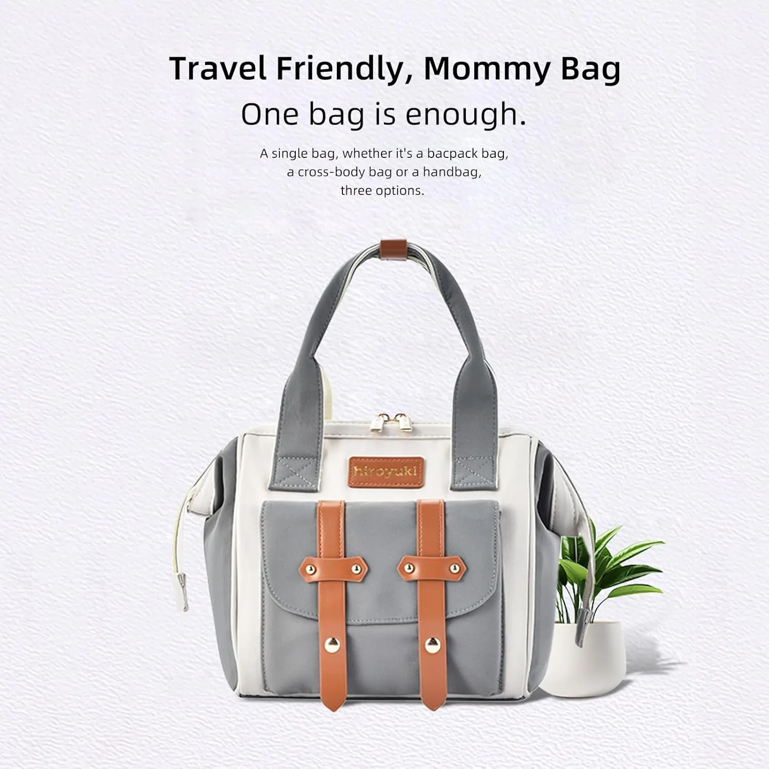 Hiroyuki Small Crossbody Diaper Backpack, Cute Waterproof Baby Diaper Bag, Stylish Mommy Bag