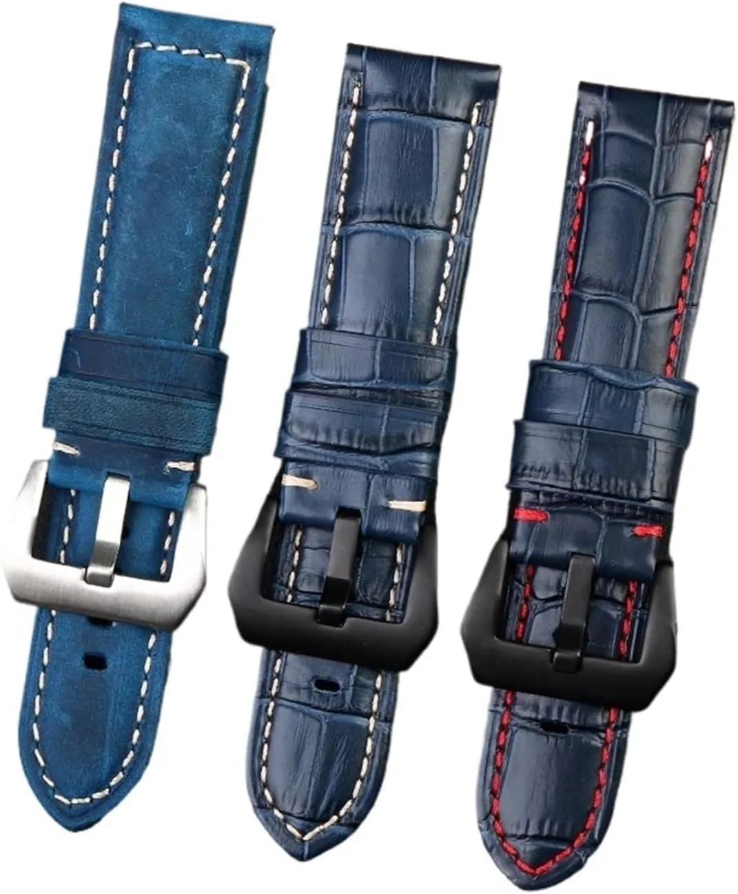 HMFang Waterproof Watch Band Compatible With Panerai PAM688 441/1313 Cowhide Leather Men's Blue Watch Strap Accessories 22MM 24mm 26mm