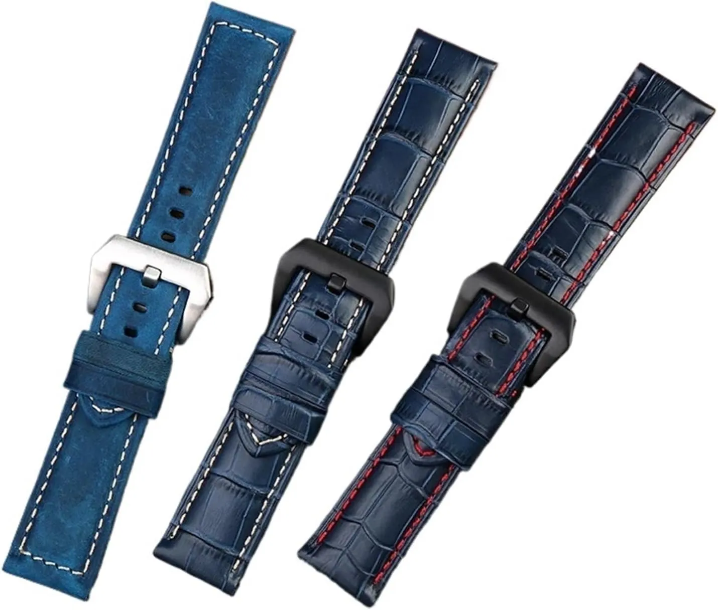 HMFang Waterproof Watch Band Compatible With Panerai PAM688 441/1313 Cowhide Leather Men's Blue Watch Strap Accessories 22MM 24mm 26mm
