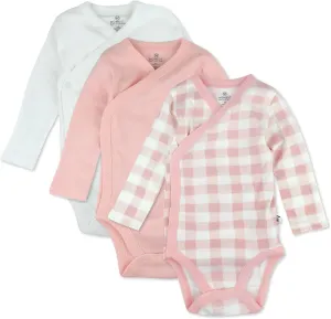 HonestBaby Baby Long Sleeve Side-Snap Organic Cotton Kimono Bodysuits (3 Pack)