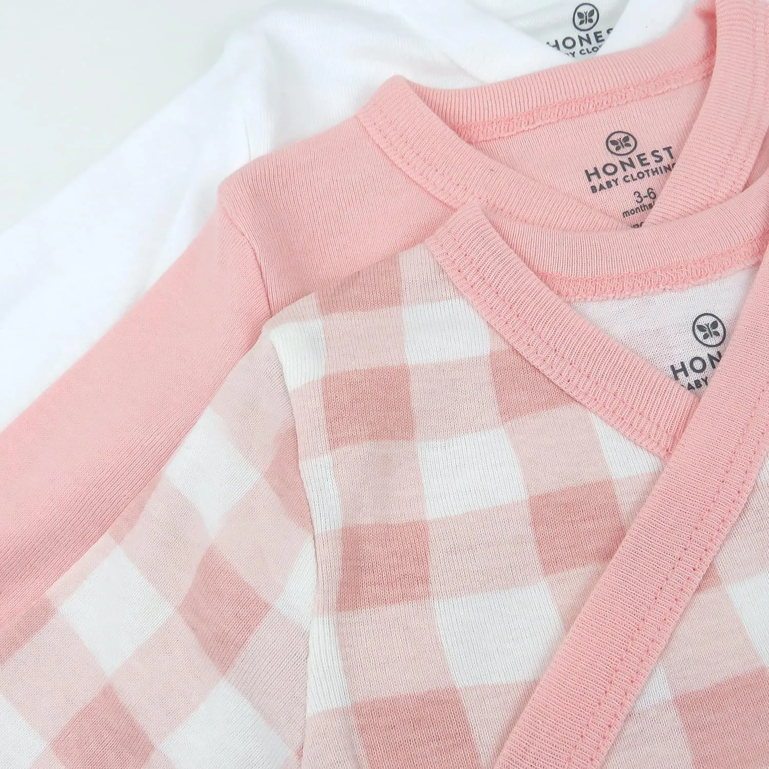 HonestBaby Baby Long Sleeve Side-Snap Organic Cotton Kimono Bodysuits (3 Pack)