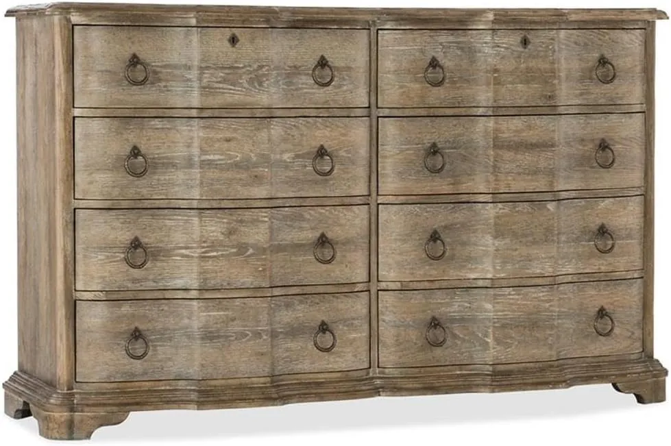 Hooker Furniture Boheme Adante 8-Drawer Dresser in Light Brown Wood-Grain
