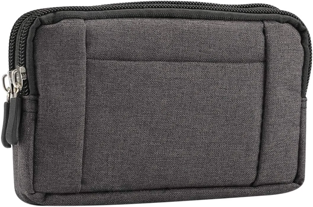 Horizontal Cell Phone Waist Bag Men Black, Waterproof Cell Phone Holder, 5.2"Multifunction Smartphone Belt Clip Holster Nylon Small Outdoor Sport Case Slot Travel Wallet Belt Bag Purse Handbag