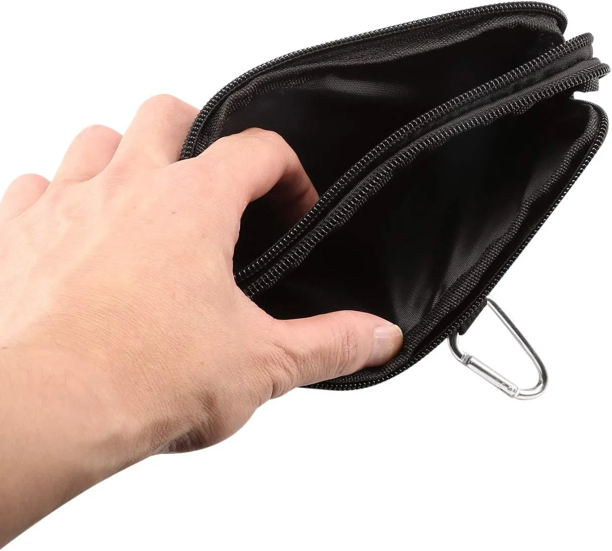 Horizontal Cell Phone Waist Bag Men Black, Waterproof Cell Phone Holder, 5.2"Multifunction Smartphone Belt Clip Holster Nylon Small Outdoor Sport Case Slot Travel Wallet Belt Bag Purse Handbag