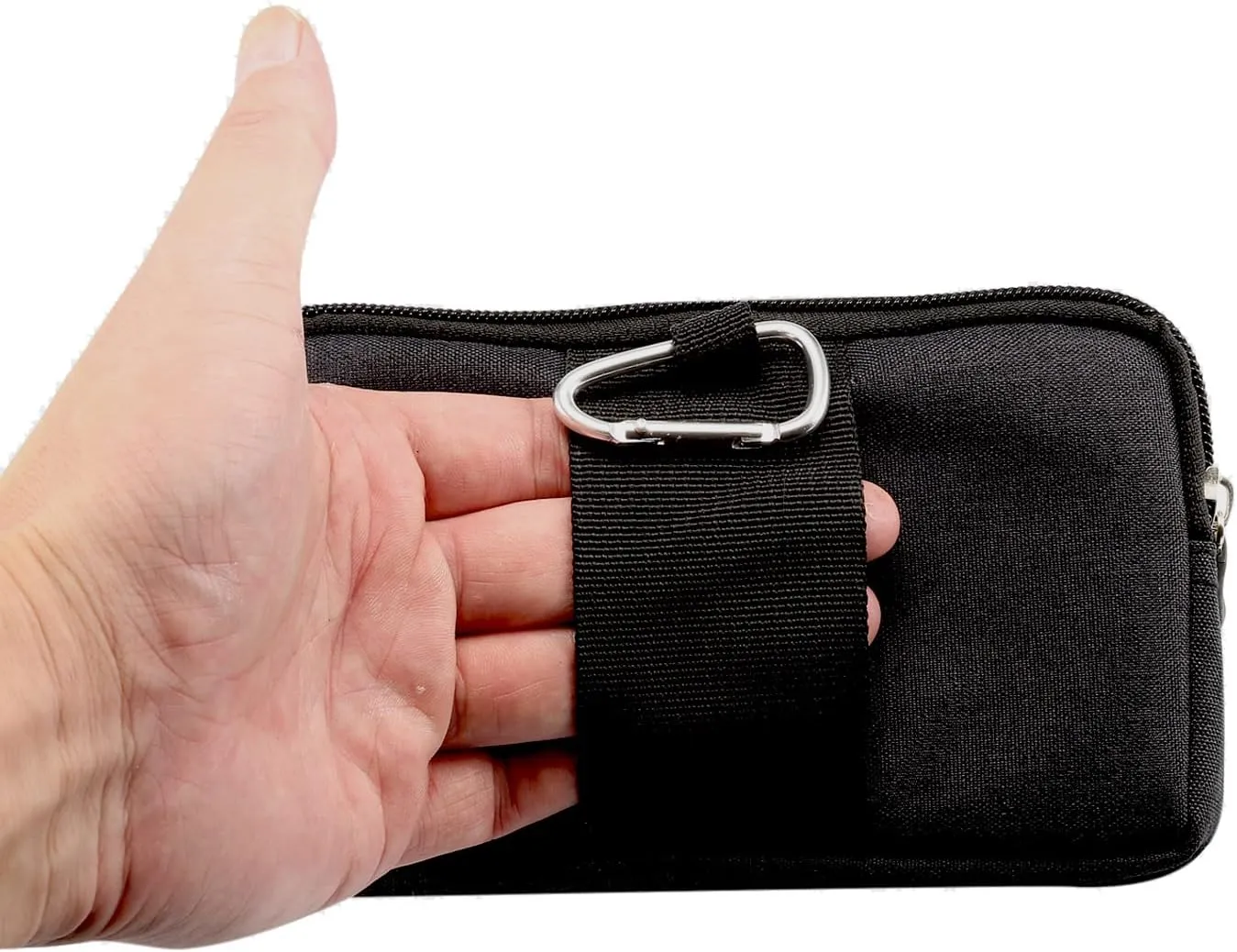 Horizontal Cell Phone Waist Bag Men Black, Waterproof Cell Phone Holder, 5.2"Multifunction Smartphone Belt Clip Holster Nylon Small Outdoor Sport Case Slot Travel Wallet Belt Bag Purse Handbag