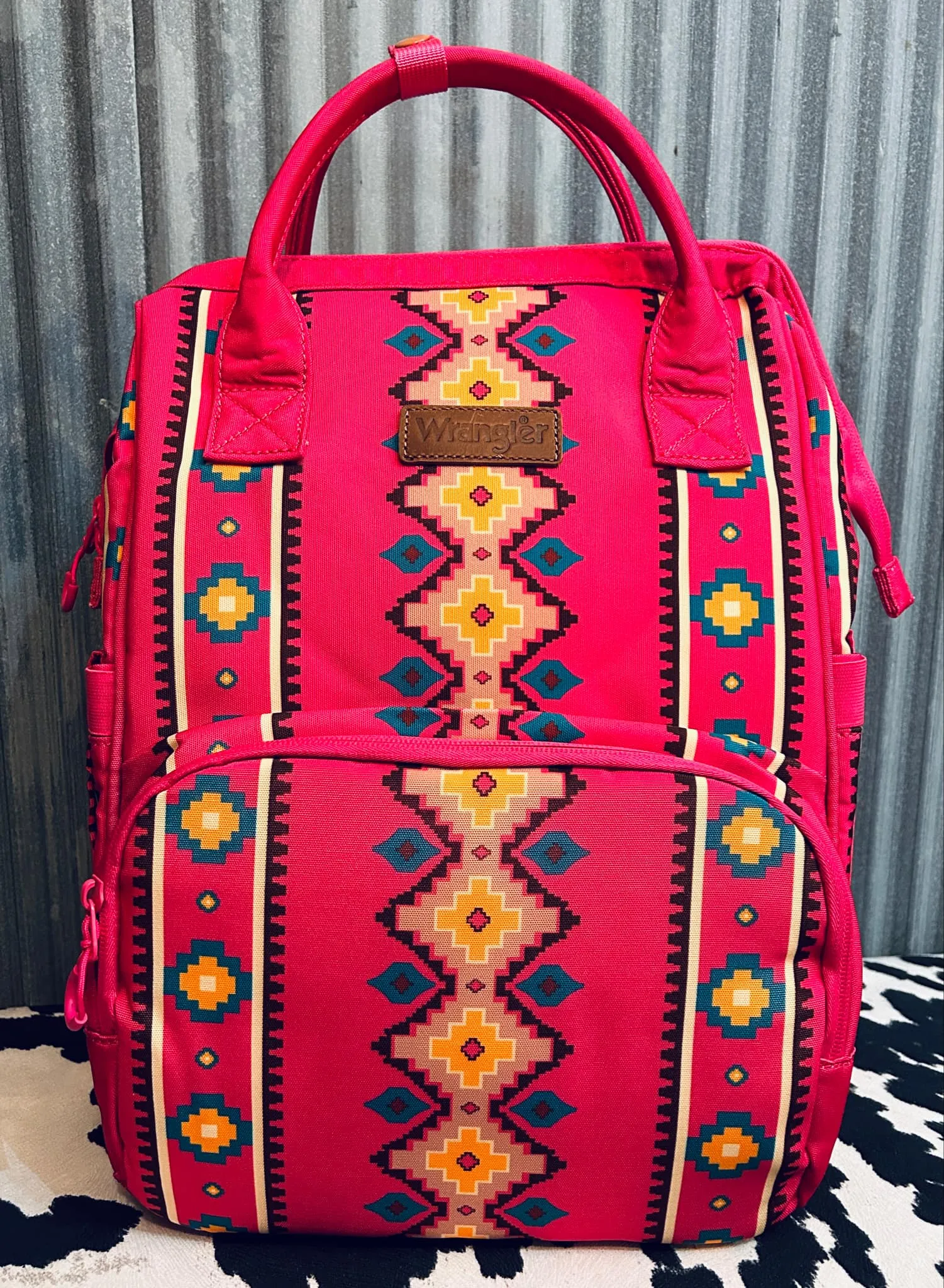 HOT PINK WRANGLER AZTEC BACKPACK/DIAPER BAG