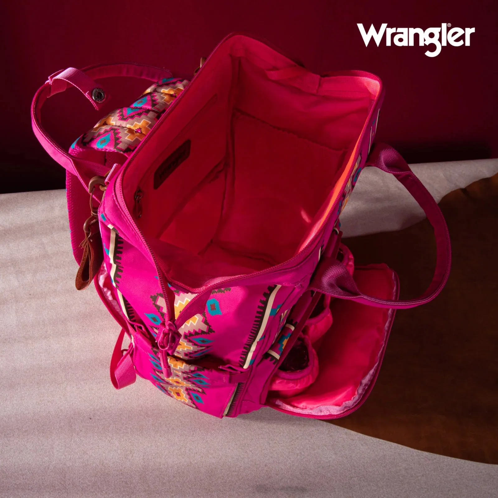 HOT PINK WRANGLER AZTEC BACKPACK/DIAPER BAG