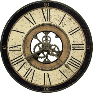 Howard Miller Brass Works Wall Clock, Quartz Movement Analog Display Battery Operated Round Shape Wall Mount, Vintage Oversized Style Brass Finish Best for Office, Home Decor, Kitchen & Living Rooms